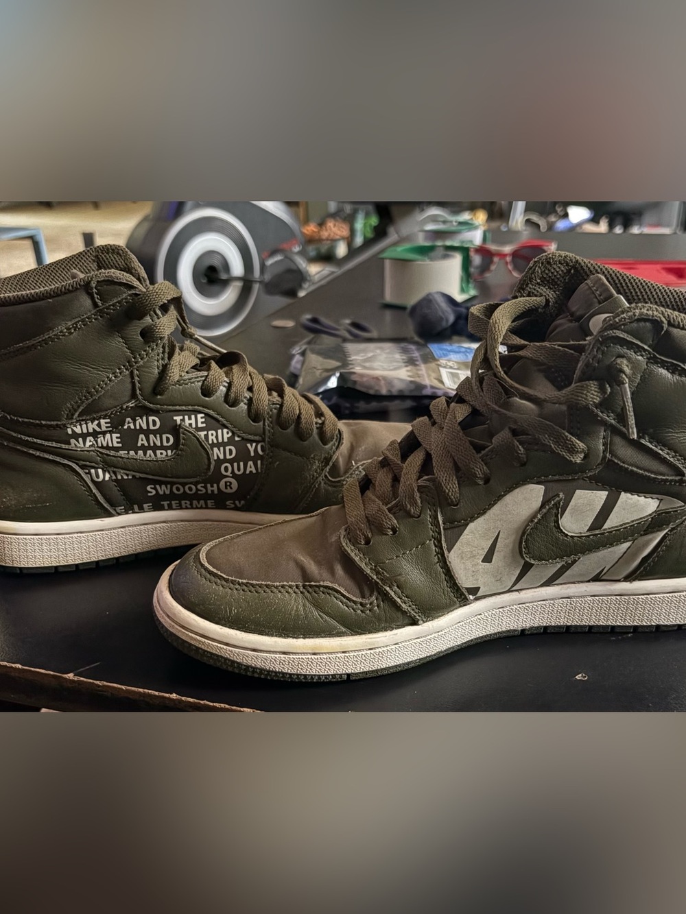 Nike Air Jordan 1 High OG Olive Canvas Sneakers Men Size 7 & Women’s Size 9 FAIR